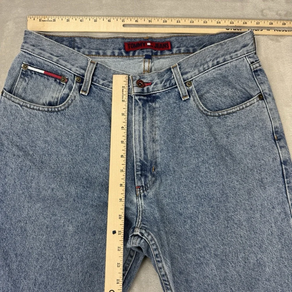 Vintage Tommy Hilfiger Jeans Men 33x30 Blue Flag Patch‎ Embroiderd Logo Y2K